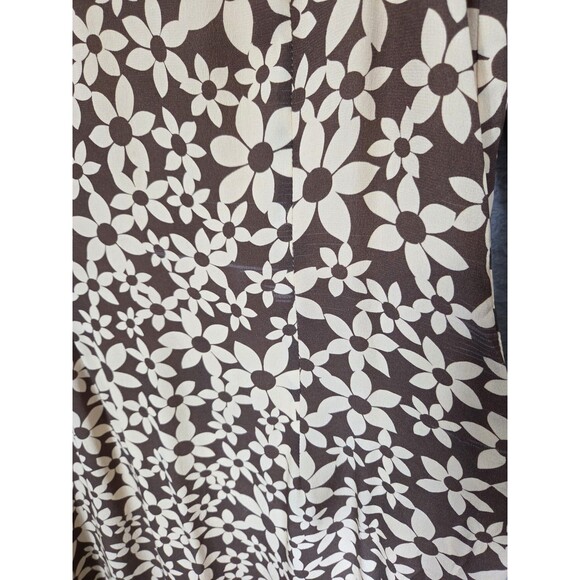 Julie Brown Silk Maxi Dress S Brown Beige Ditsy Floral Modest Peasant Bloomcore - Picture 4 of 10